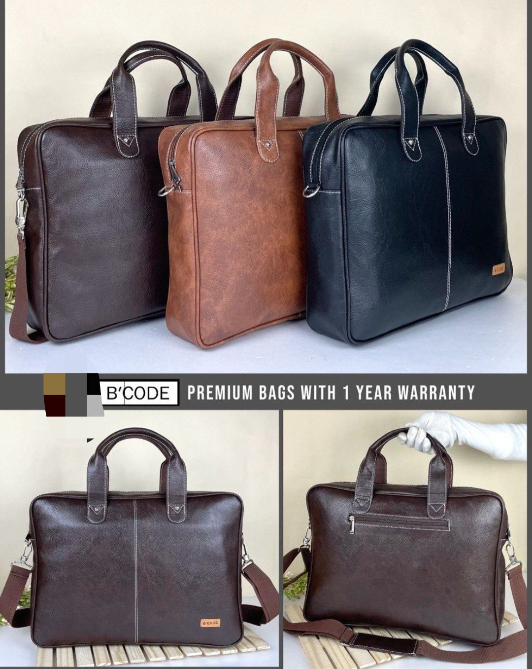 Vegan leather laptop bag