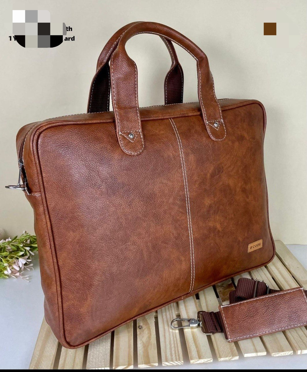 Vegan leather laptop bag