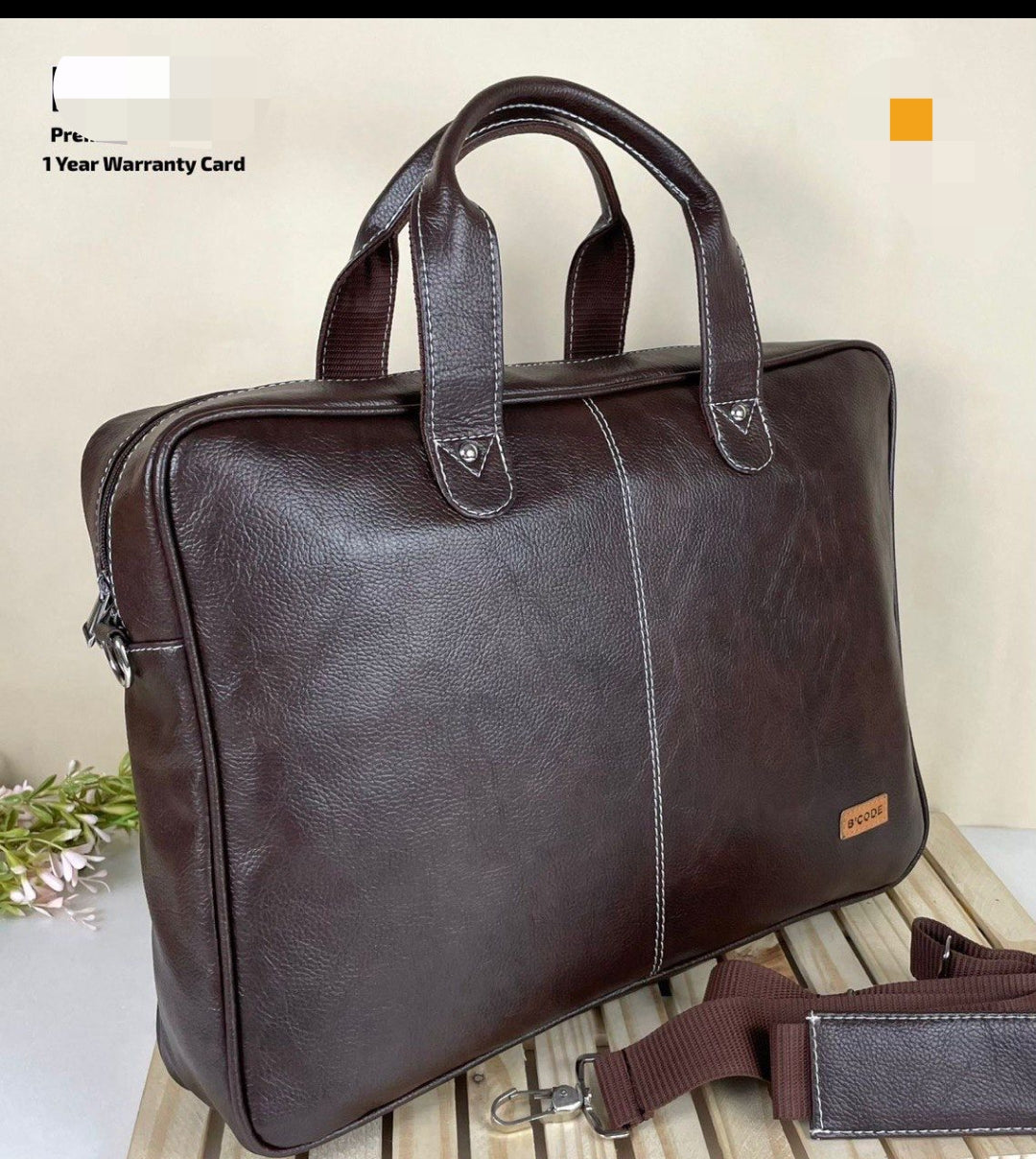 Vegan leather laptop bag