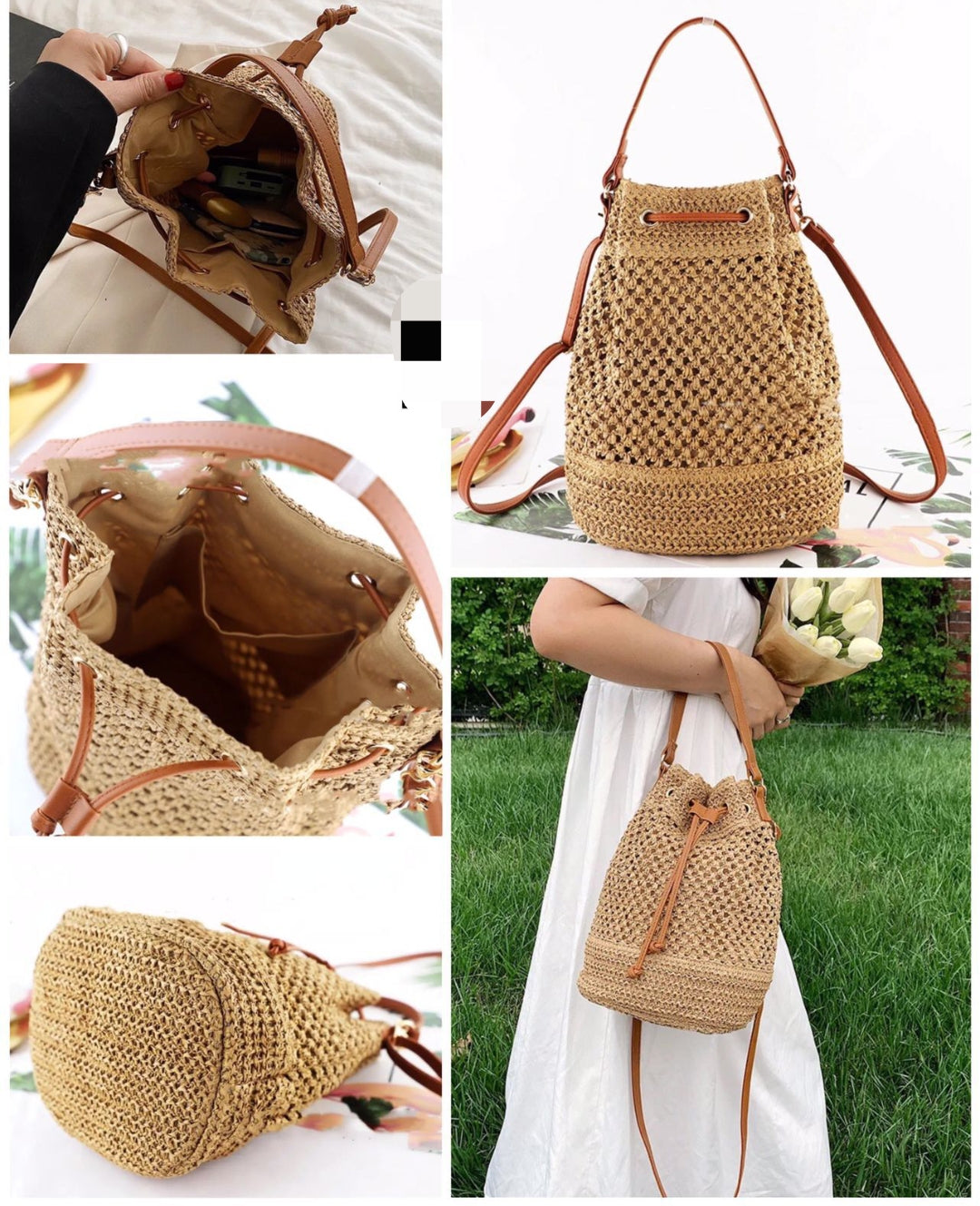 Straw bucket bag